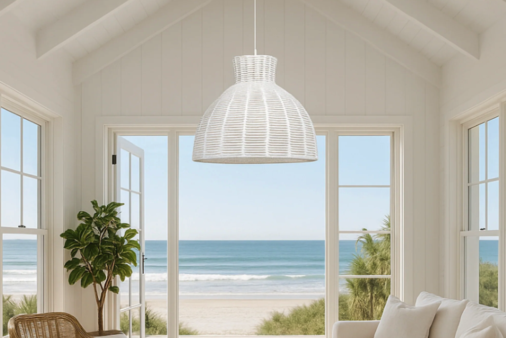 Coastal Charm: Rope-Wrapped Pendant Light for Beach House